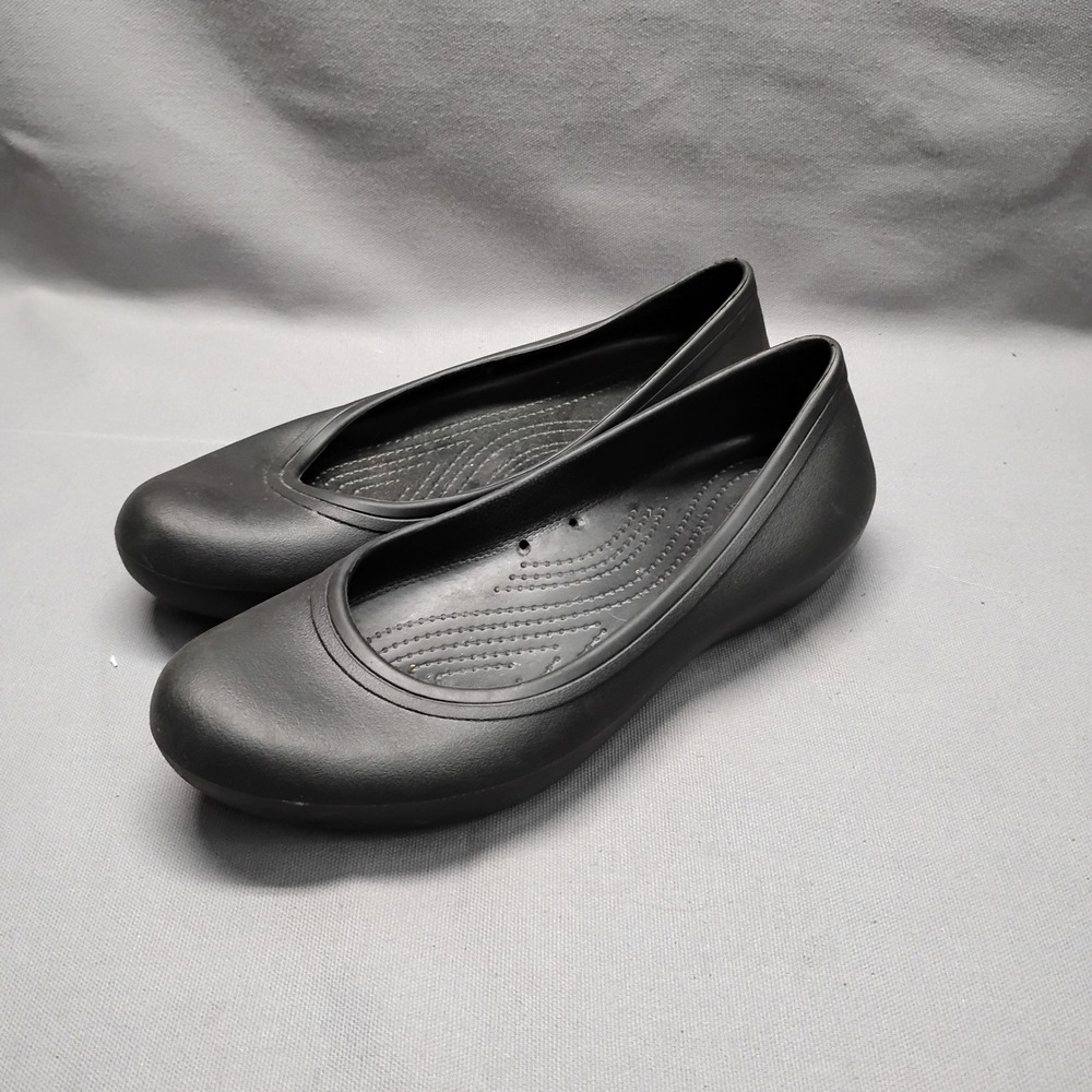 Crocs Womens Alice Work Slip Resistant Black Ballet Flats Size 9